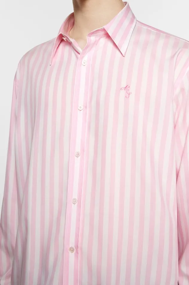 Acne Studios Stripe Buttonup Shirt Pinkwhite Men Shirts