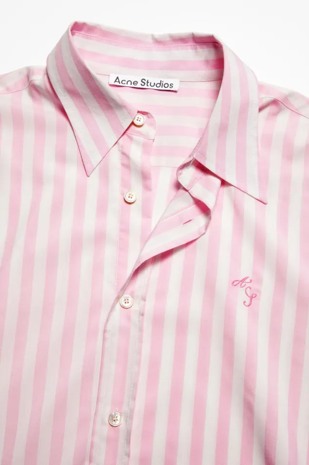 Acne Studios Stripe Buttonup Shirt Pinkwhite Men Shirts