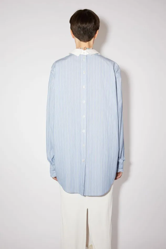 Acne Studios Striped Cotton Shirt Bluewhite Women Shirts and Blouses