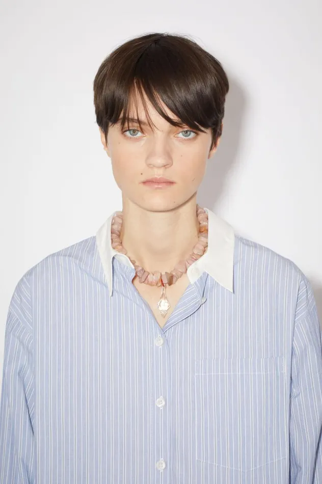 Acne Studios Striped Cotton Shirt Bluewhite Women Shirts and Blouses