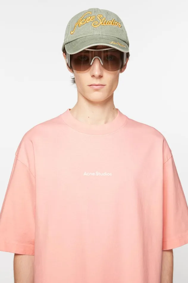 Acne Studios Tshirt Logo Pale Pink Men Tshirts