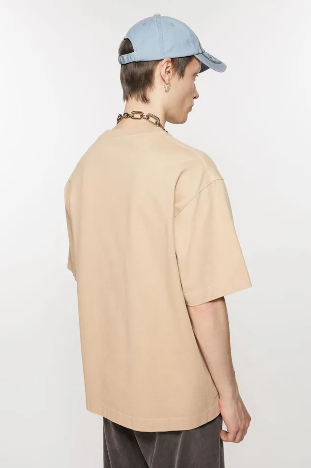 Acne Studios Tshirt Stamp Logo 8211 Relaxed Fit Wheat Beige Women Tshirts