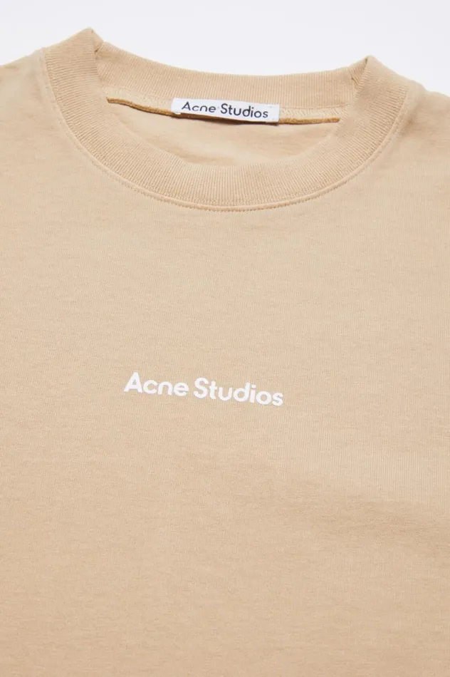 Acne Studios Tshirt Stamp Logo 8211 Relaxed Fit Wheat Beige Women Tshirts