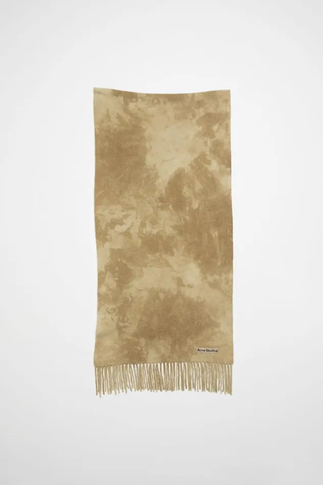 Acne Studios Tiedye Wool Scarf 8211 Narrow Khaki Green Women Scarves
