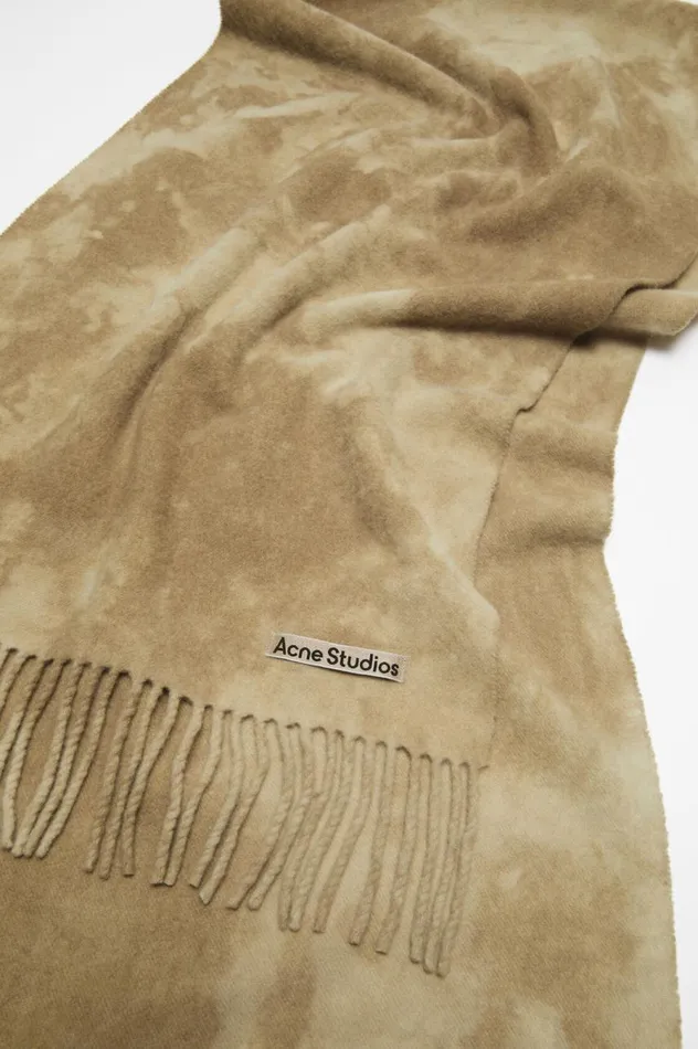 Acne Studios Tiedye Wool Scarf 8211 Narrow Khaki Green Women Scarves