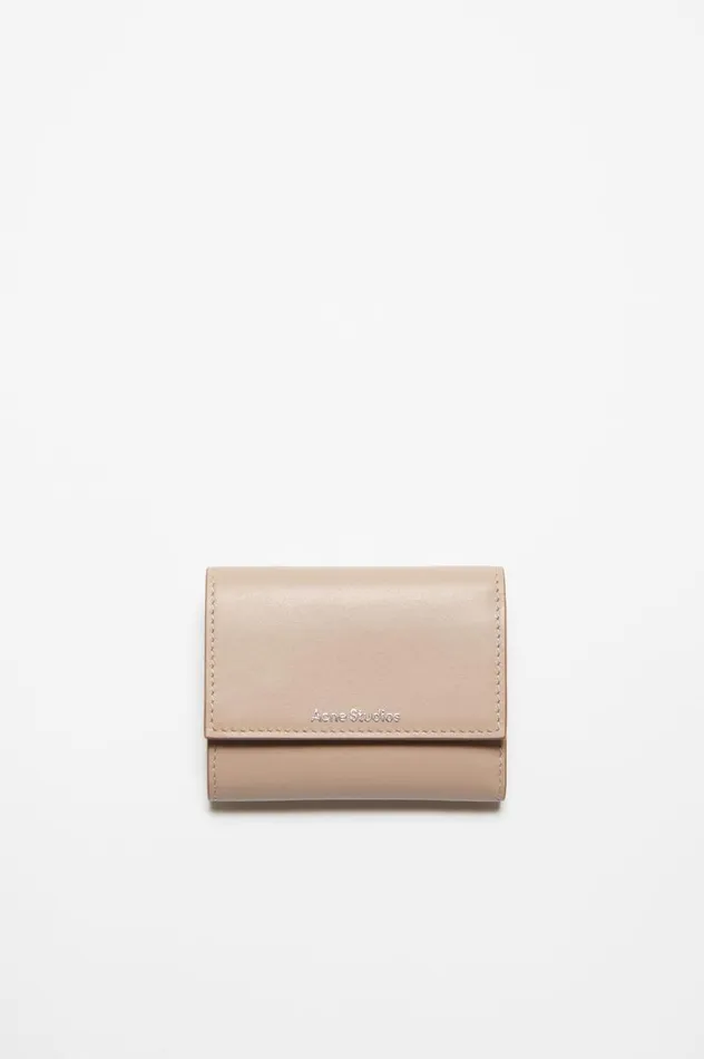 Acne Studios Trifold Leather Wallet Taupe Beige Men Small Leather Goods