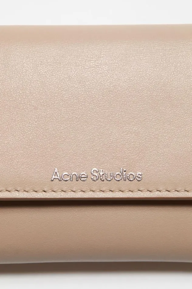 Acne Studios Trifold Leather Wallet Taupe Beige Women Small Leather Goods