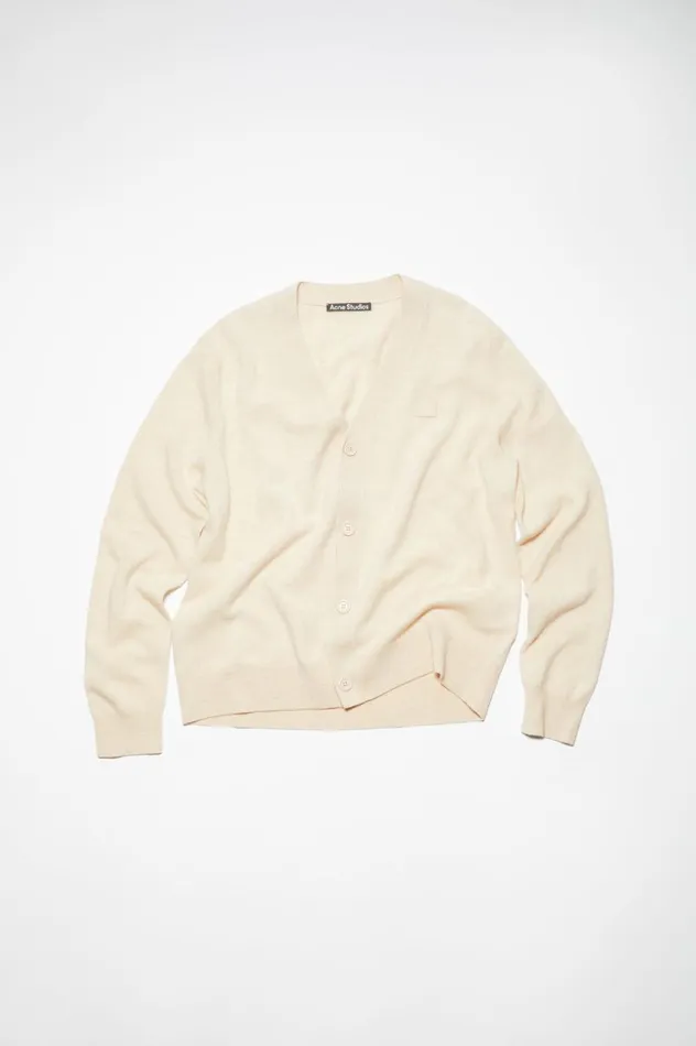 Acne Studios Vneck Cardigan Oatmeal Melange Women Knitwear