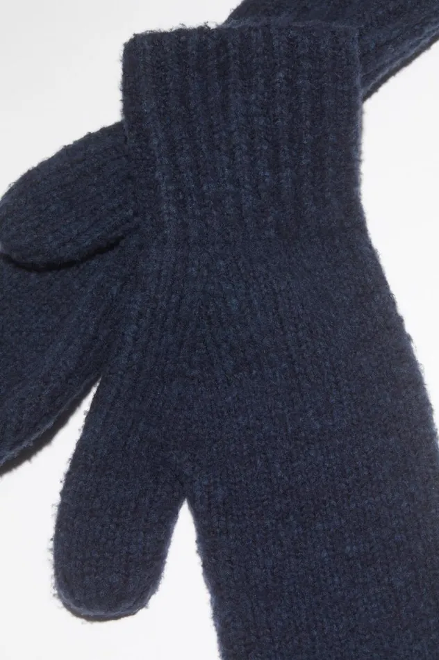 Acne Studios Wool Blend Mittens Navy Men Other Accessories