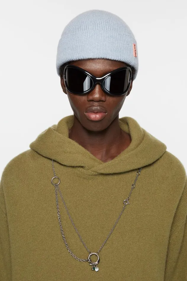 Acne Studios Wool Cashmere Beanie Steel Blue Melange Women Hats