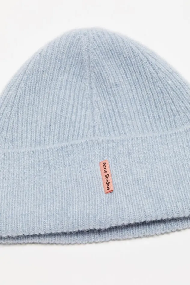 Acne Studios Wool Cashmere Beanie Steel Blue Melange Women Hats