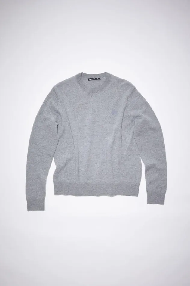 Acne Studios Wool Crew Neck Sweater Grey Melange Men Knitwear