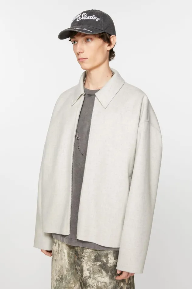 Acne Studios Wool Jacket Light Grey Melange Men Outerwear