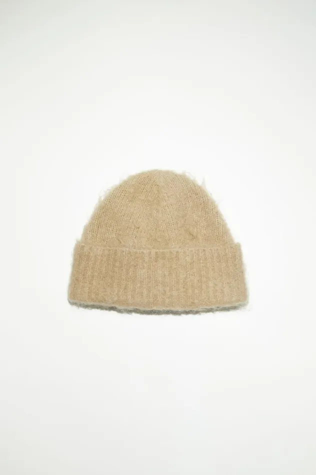 Acne Studios Wool Mohair Beanie Dark Beige Men Hats
