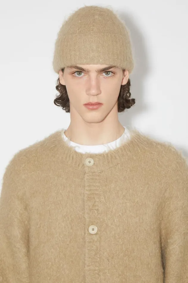 Acne Studios Wool Mohair Beanie Dark Beige Men Hats