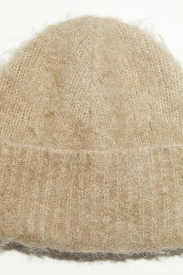 Acne Studios Wool Mohair Beanie Dark Beige Men Hats
