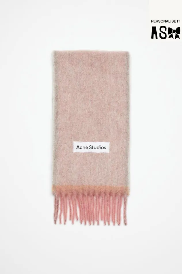 Acne Studios Wool Mohair Scarf 8211 Narrow Dusty Pink Men Scarves