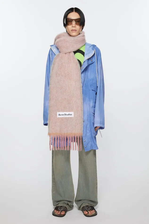 Acne Studios Wool Mohair Scarf 8211 Narrow Dusty Pink Men Scarves