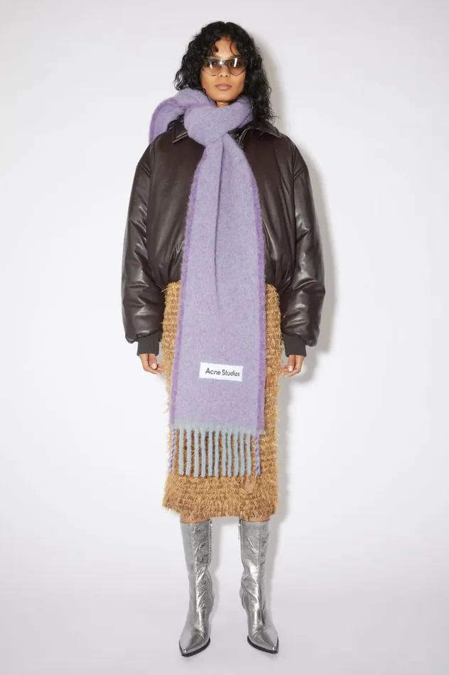 Acne Studios Wool Mohair Scarf 8211 Narrow Lavender Purple Women Scarves