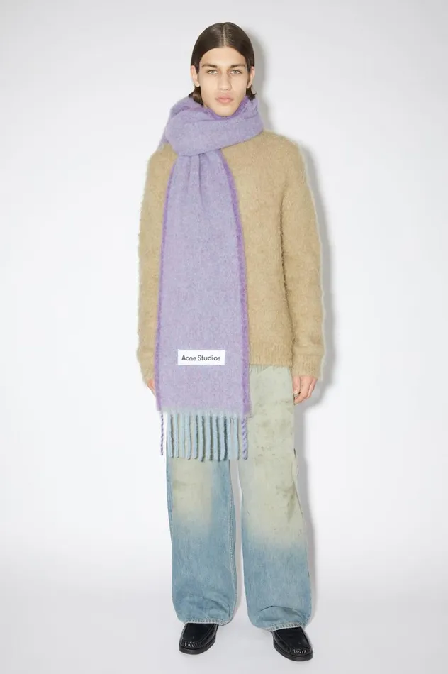 Acne Studios Wool Mohair Scarf 8211 Narrow Lavender Purple Women Scarves