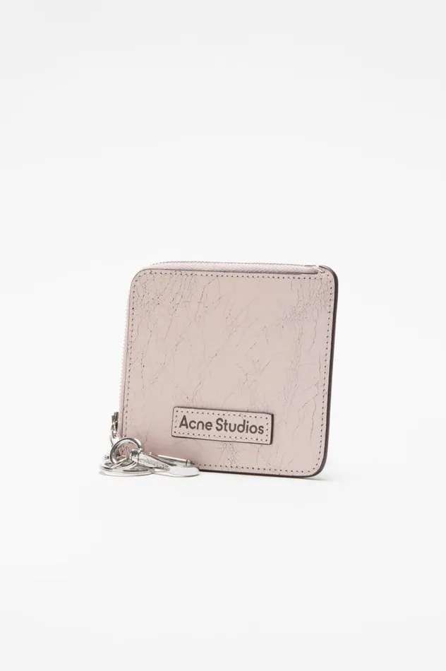 Acne Studios Zip Leather Wallet Pastel Pink Women Small Leather Goods