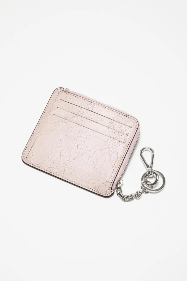 Acne Studios Zip Leather Wallet Pastel Pink Women Small Leather Goods