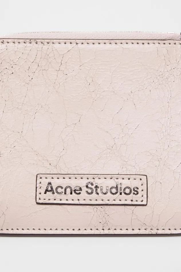 Acne Studios Zip Leather Wallet Pastel Pink Women Small Leather Goods