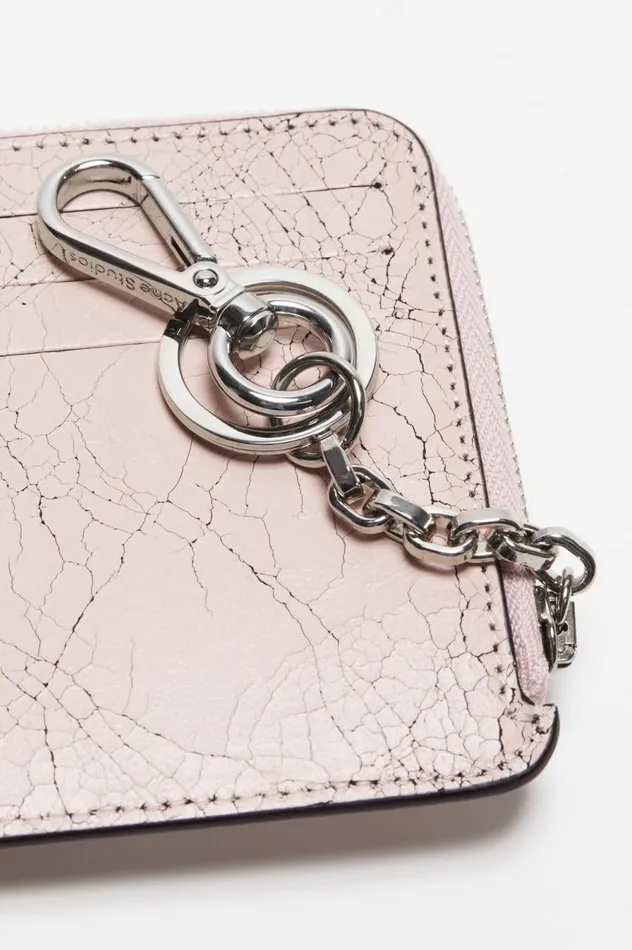 Acne Studios Zip Leather Wallet Pastel Pink Women Small Leather Goods