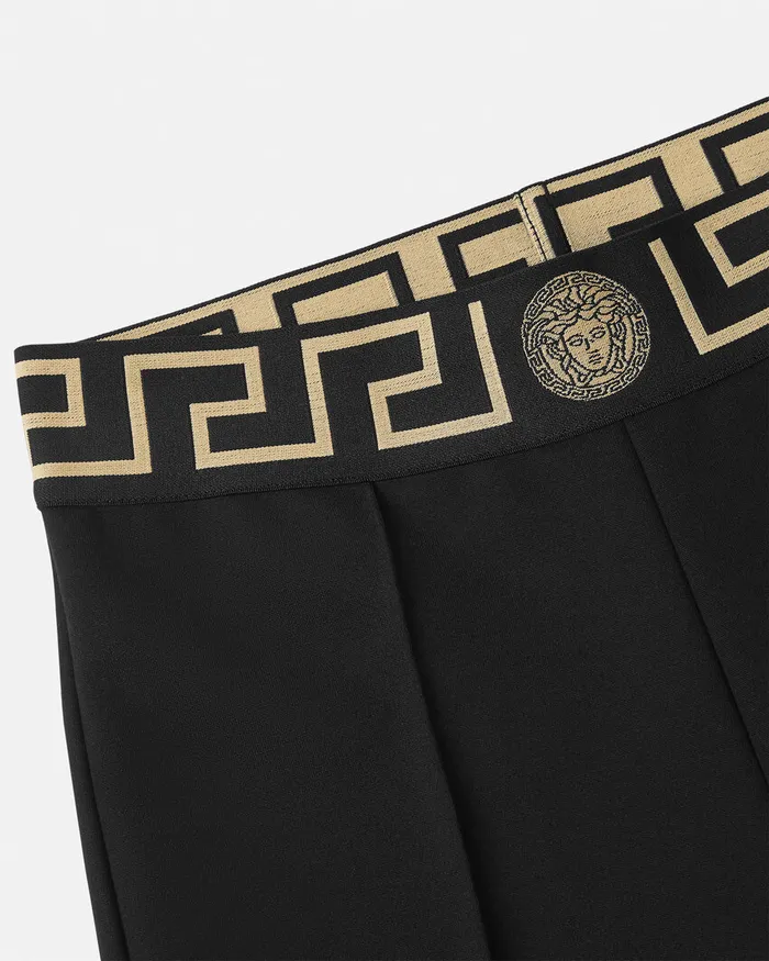 Activewear Women Versace Greca Border Gym Stirrup Leggings Black