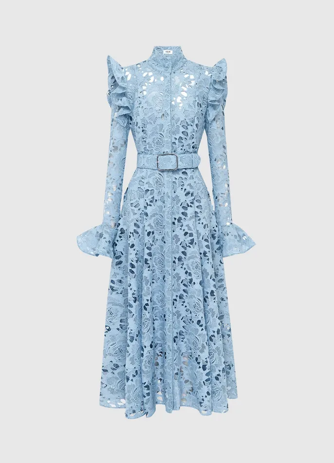Aliyah Lace Butterfly Sleeve Midi Dress 8211 Powder Blue Women Dresses and Jumpsuits LEO LIN