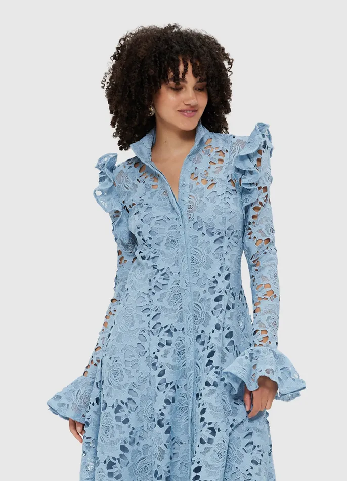 Aliyah Lace Butterfly Sleeve Midi Dress 8211 Powder Blue Women Dresses and Jumpsuits LEO LIN
