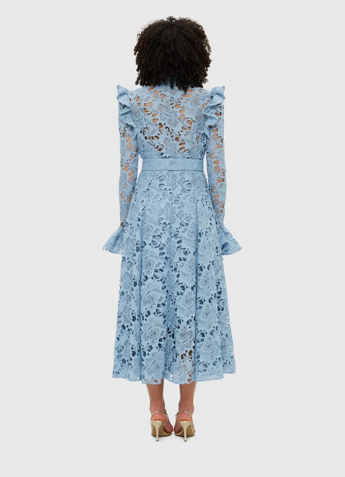 Aliyah Lace Butterfly Sleeve Midi Dress 8211 Powder Blue Women Dresses and Jumpsuits LEO LIN