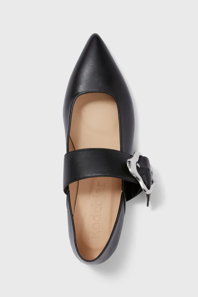 Aura Coral Flats Black Women Rodebjer Shoes