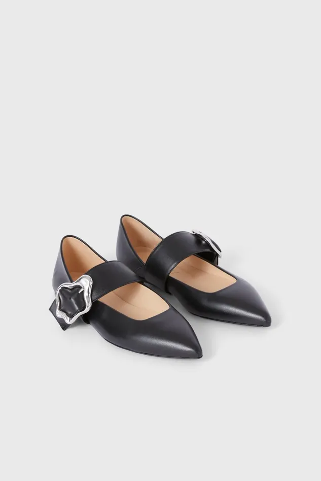 Aura Coral Flats Black Women Rodebjer Shoes