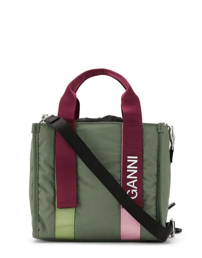 Bags GANNI Top Handle Green Small Tech Tote Kalamata