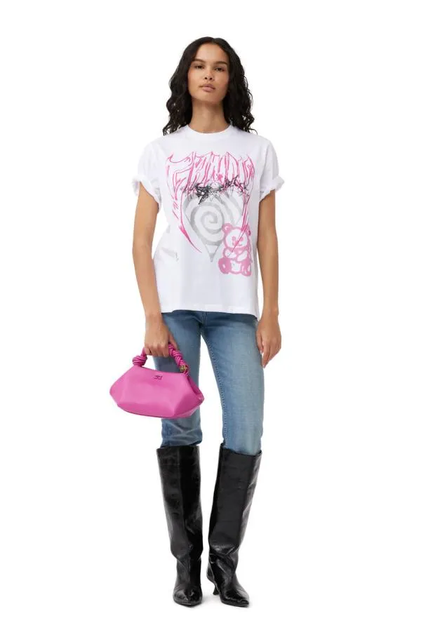Bags GANNI Top Handle Pink Small Bou Bag Shocking Pink Bags GANNI Top Handle Pink Small Bou Bag Shocking Pink