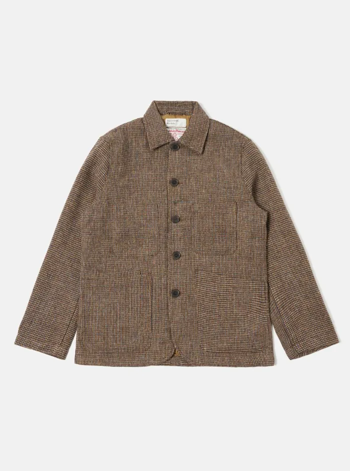 Bakers Jacket In Brown Harris Tweed Plaid Men Universal Works Coats and Outerwear