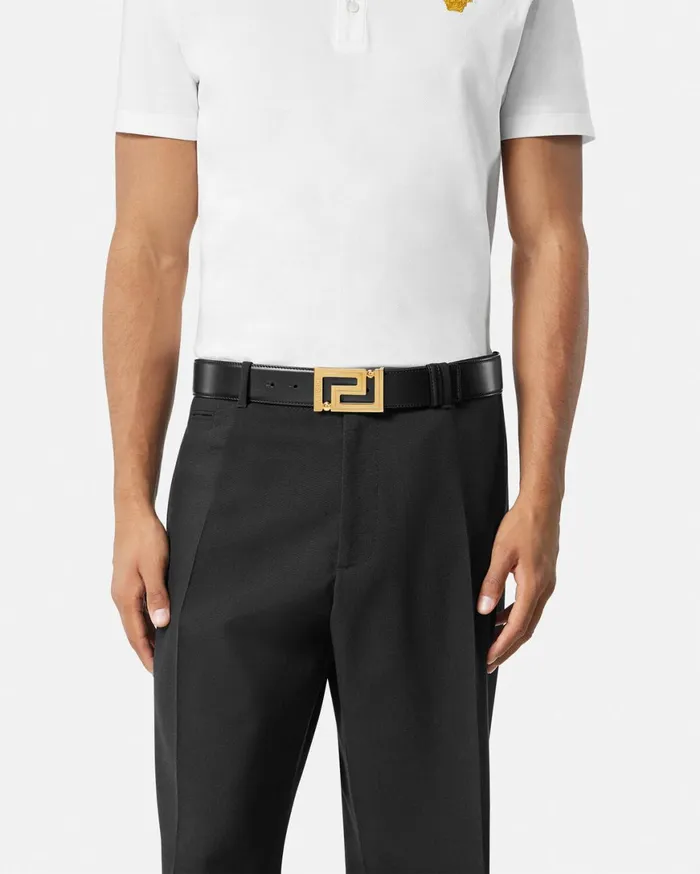 Belts Men Versace Greca Leather Belt 4 Cm Blackgold