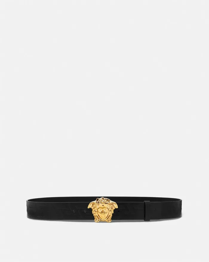 Belts Men Versace La Medusa Greca Leather Belt 4 Cm Blackgold
