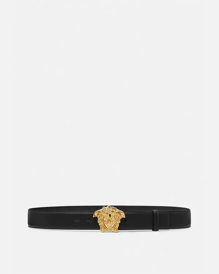 Belts Men Versace La Medusa Leather Belt 4 Cm Black