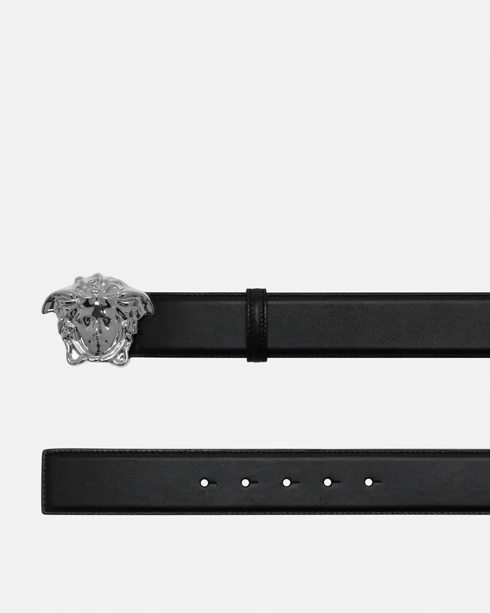 Belts Men Versace La Medusa Leather Belt 4 Cm Black