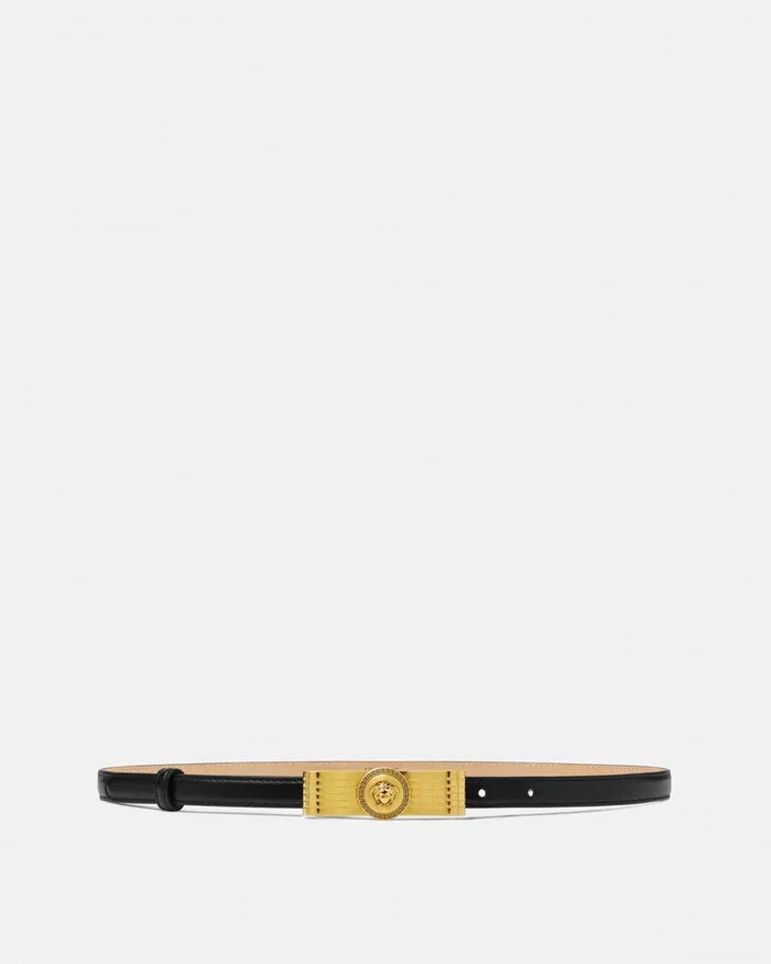 Belts Women Versace Gianni Ribbon Leather Belt 06034 Blackgold