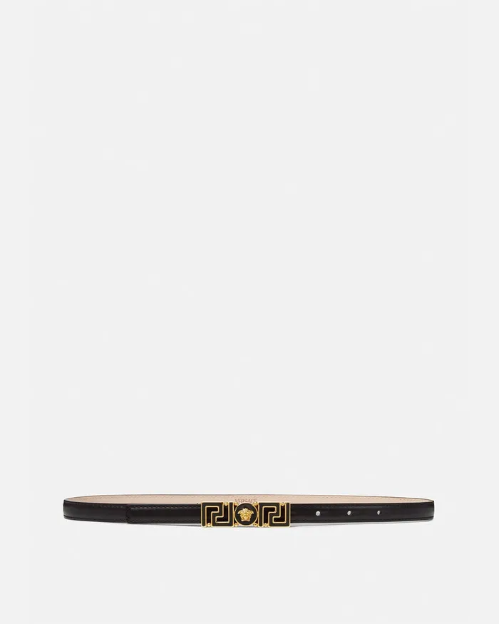 Belts Women Versace Greca Goddess Leather Belt 15 Cm Blackgold
