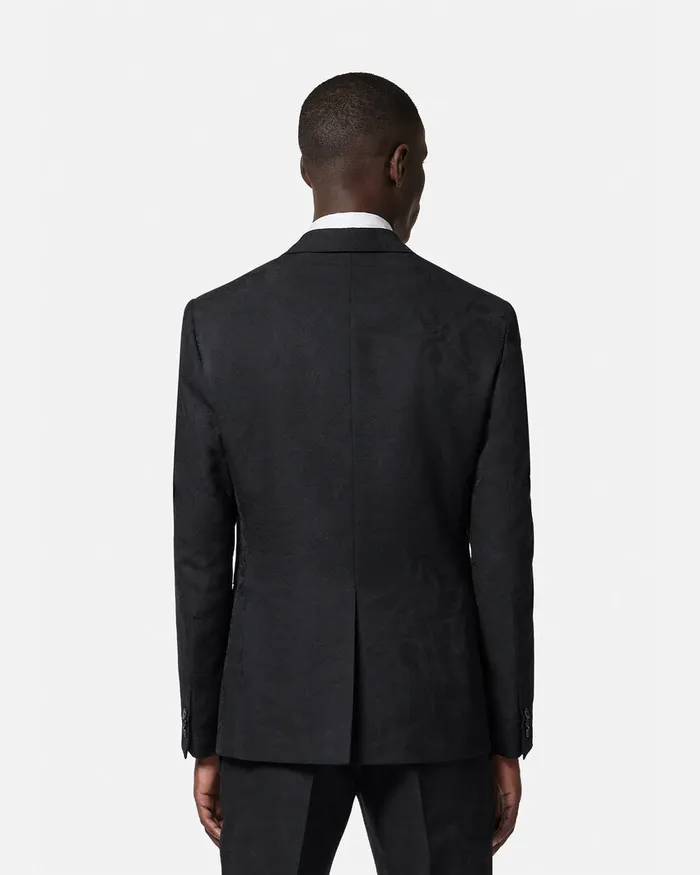 Blazers and Suits Men Versace Barocco Jacquard SingleBreasted Blazer Black