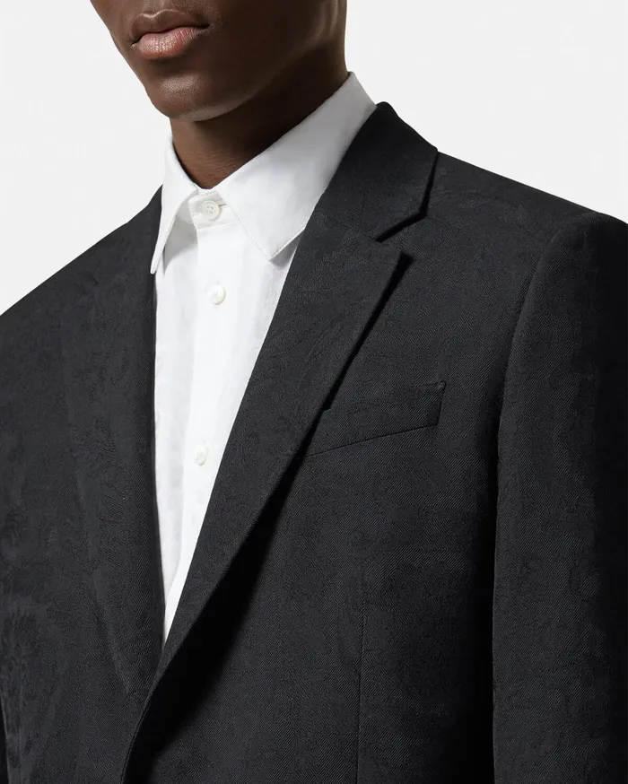 Blazers and Suits Men Versace Barocco Jacquard SingleBreasted Blazer Black