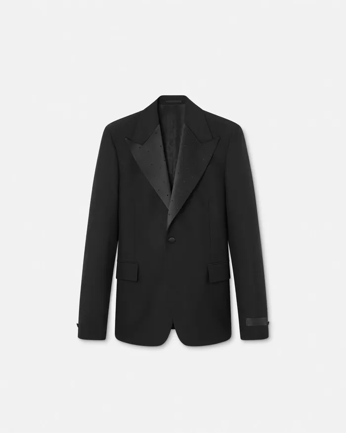Blazers and Suits Men Versace Crystal MohairBlend SingleBreasted Blazer Black