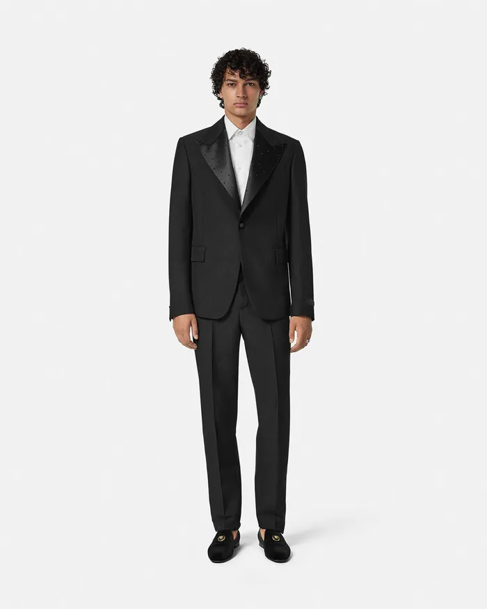 Blazers and Suits Men Versace Crystal MohairBlend SingleBreasted Blazer Black