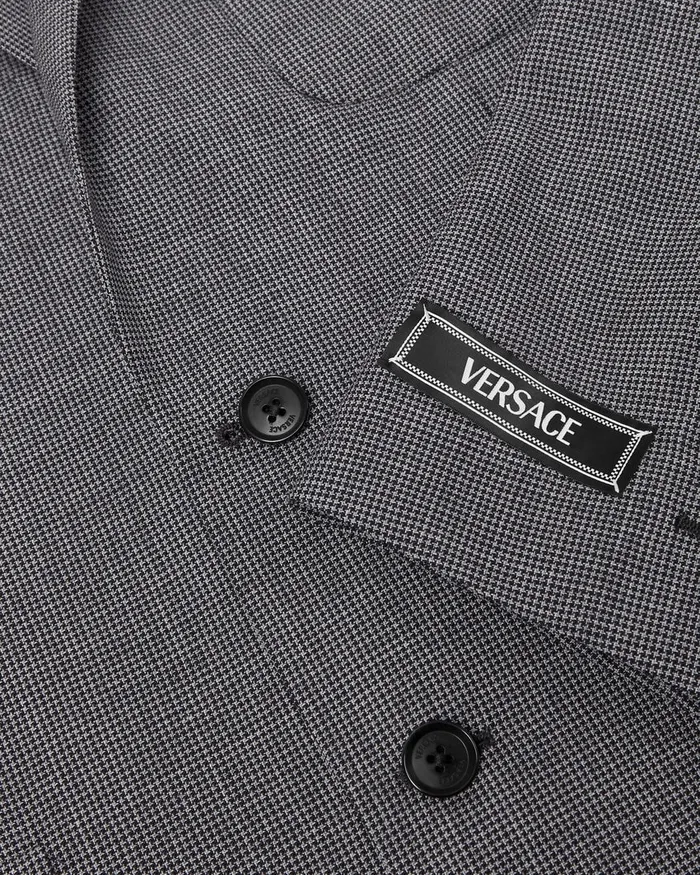 Blazers and Suits Men Versace Houndstooth Wool SingleBreasted Blazer Gray