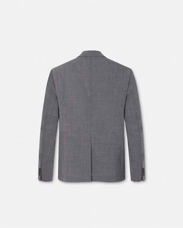 Blazers and Suits Men Versace Houndstooth Wool SingleBreasted Blazer Gray