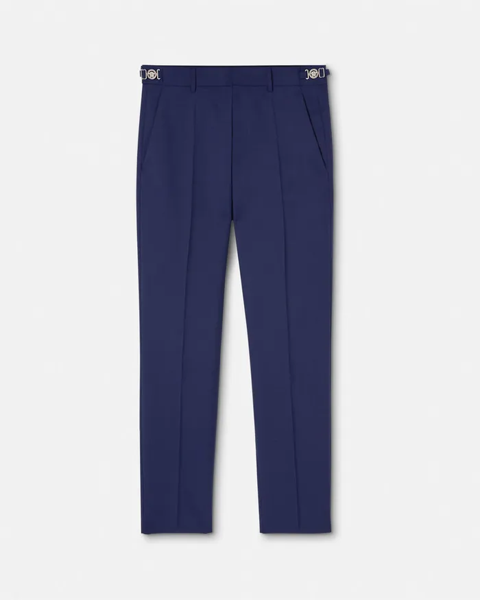 Blazers and Suits Men Versace Wool Formal Pants Blue